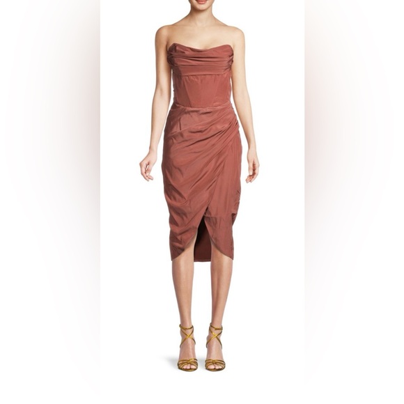 NWT Bardot Jamila Midi Dress Chestnut Size Medium - Picture 1 of 10